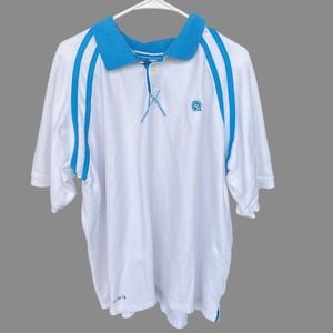 Rocawear Polo Shirt Mens 3X White Blue Short Sleeve‎ Streetwear Logo Classic